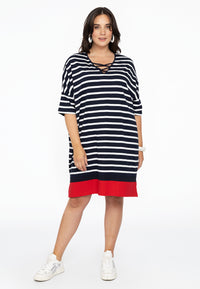 Dress V-neck strings BRETON - blue - #2