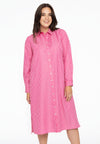 Robe chemisier longue small stripe - rose