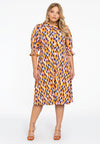 Dress buttoned HARLEQUIN - orange 