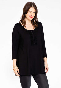 Tunic flare ruffle ORGANIC COTTON - black - #1