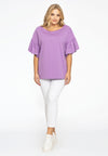 Shirt wide frill sleeve COTTON - light purple