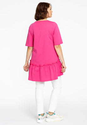 Tunic wide bottom frill COTTON - pink - #3