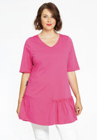 Tunic wide bottom frill COTTON - pink - #1