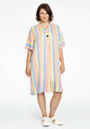 Dress grandad collar RAINBOW - white 